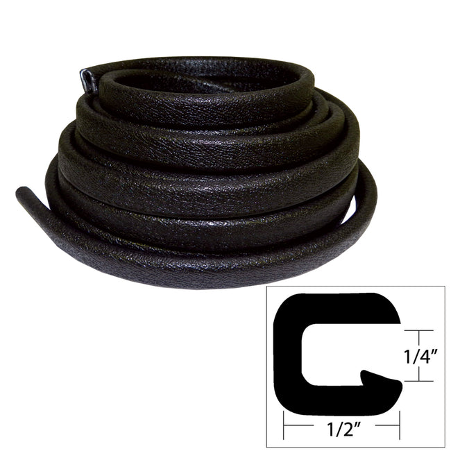 Moldura de vinilo flexible TACO - Abertura de 6,35 mm x 12,7 mm de ancho x 7,62 m de largo - Negro [V30-1008B25-1]