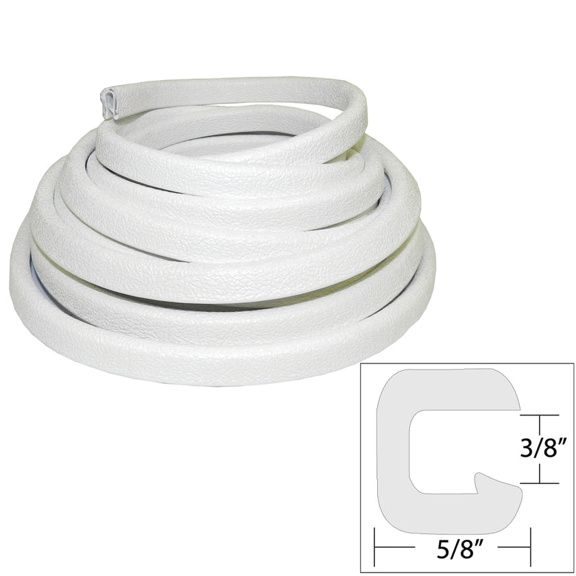 Moldura de vinilo flexible TACO - Abertura de 9,5 mm x Ancho x 7,6 m de Largo - Blanco [V30-1312W25-1]