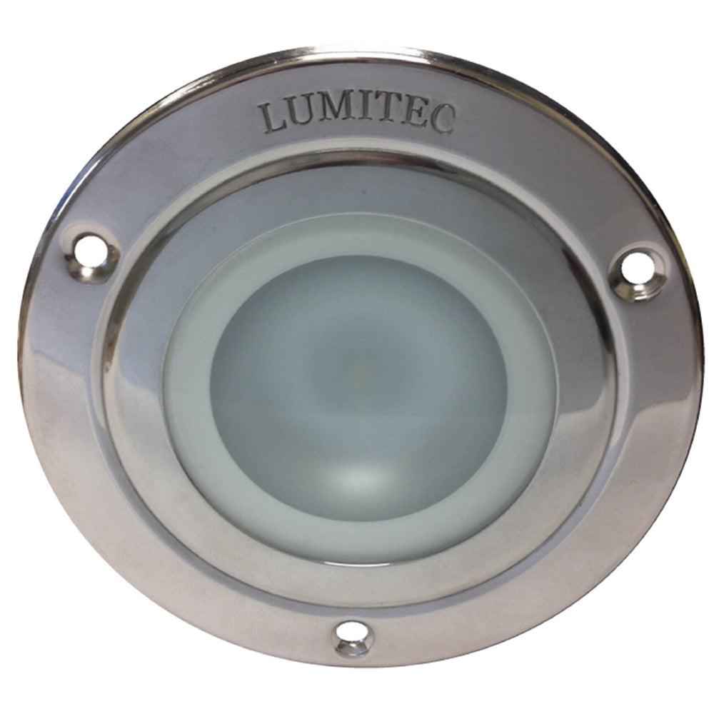 Lumitec Shadow - Lámpara empotrada - Acabado en acero inoxidable pulido - Tricolor: rojo/azul, sin atenuación, con atenuación en blanco [114118]