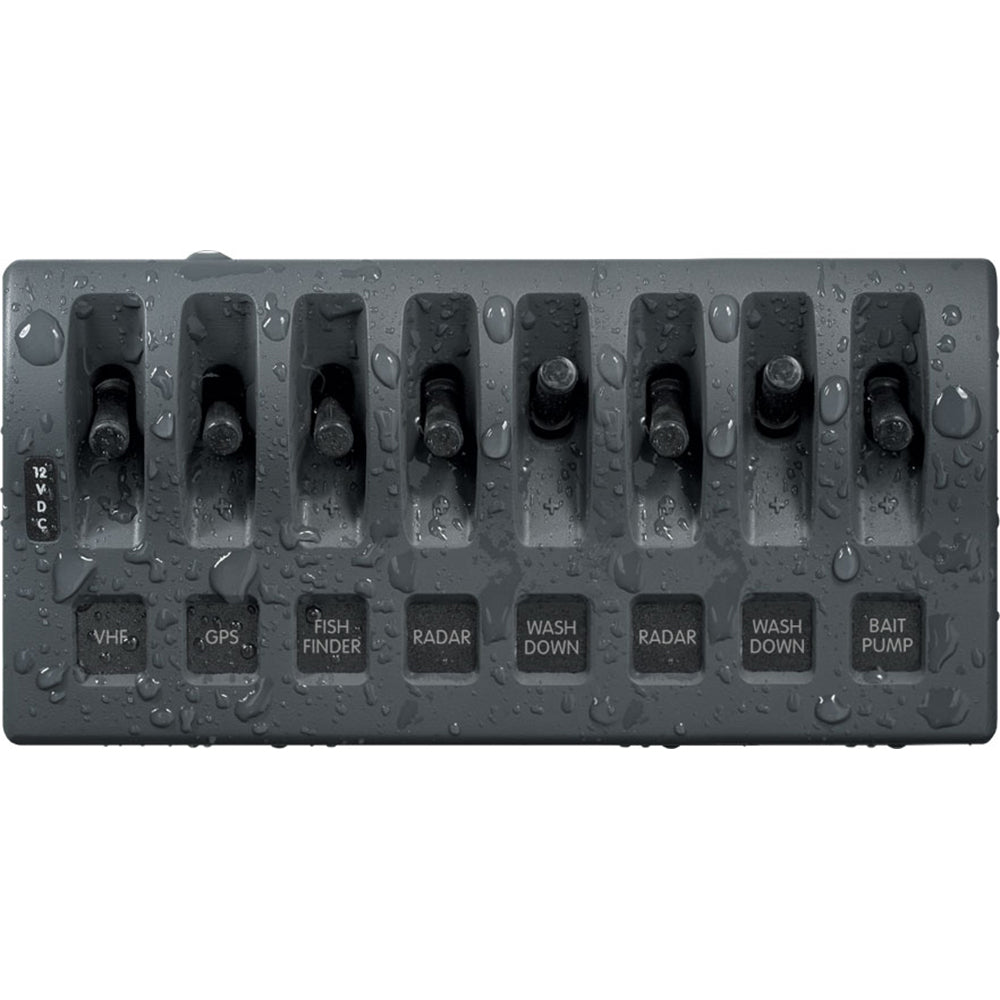Panel de interruptores impermeable Blue Sea 4309 WeatherDeck de 12 V CC - 8 posiciones [4309]