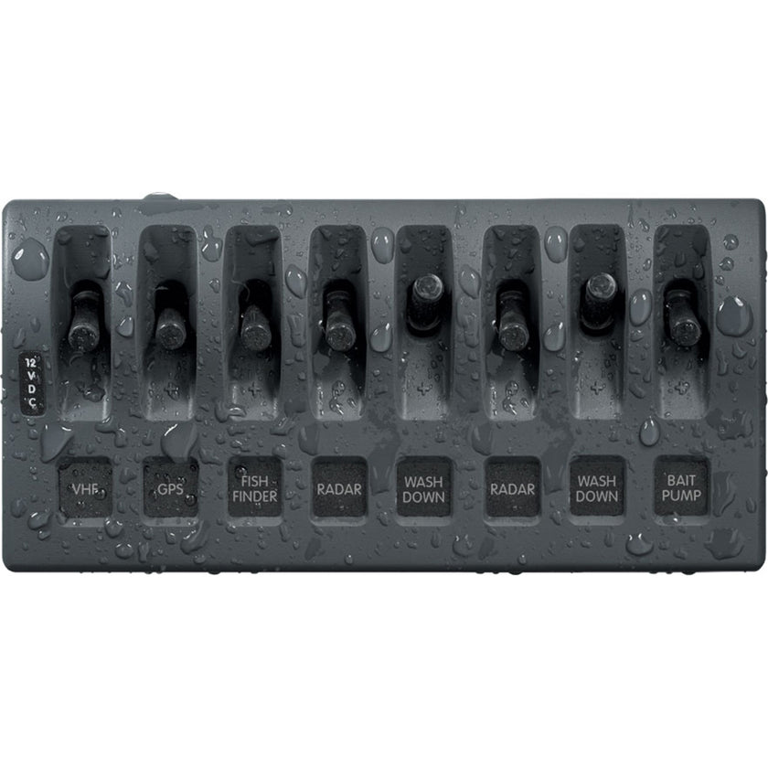 Panel de interruptores impermeable Blue Sea 4309 WeatherDeck de 12 V CC - 8 posiciones [4309]