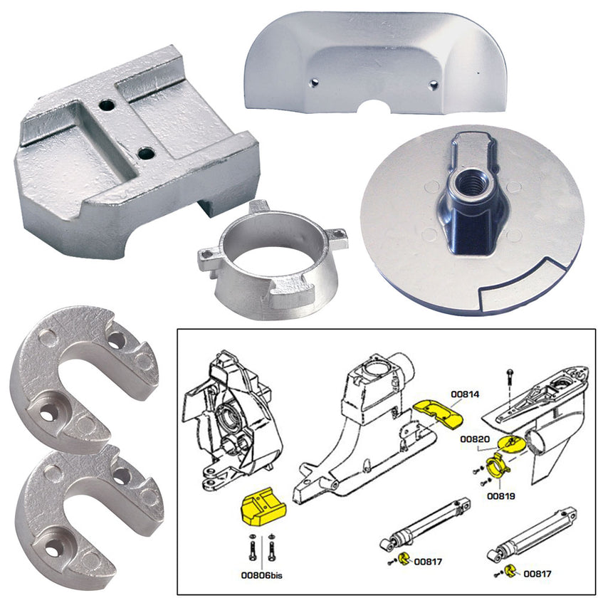 Kit de ánodo Tecnoseal con herrajes - Mercury Alpha 1 Gen 2 - Zinc [20801]