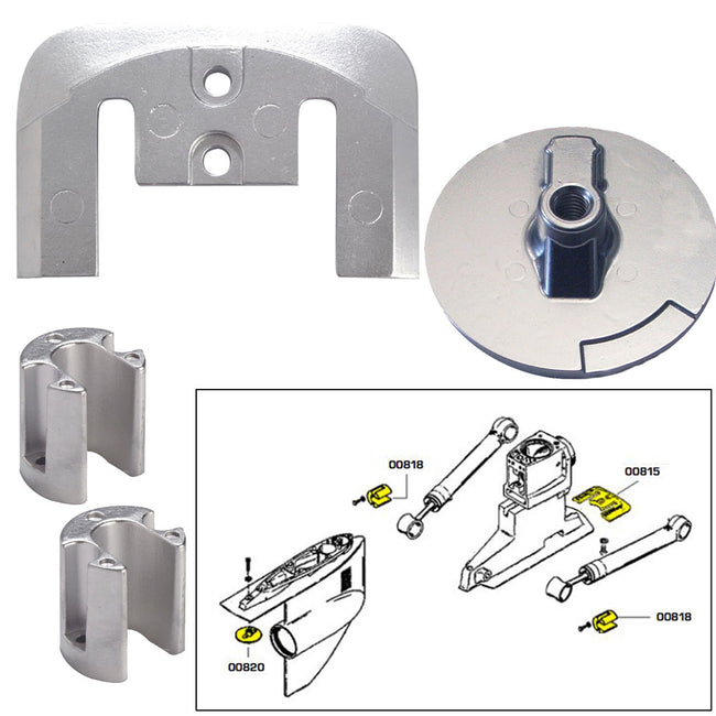 Kit de ánodo Tecnoseal con herrajes - Mercury Bravo 2-3 - Zinc [20804]