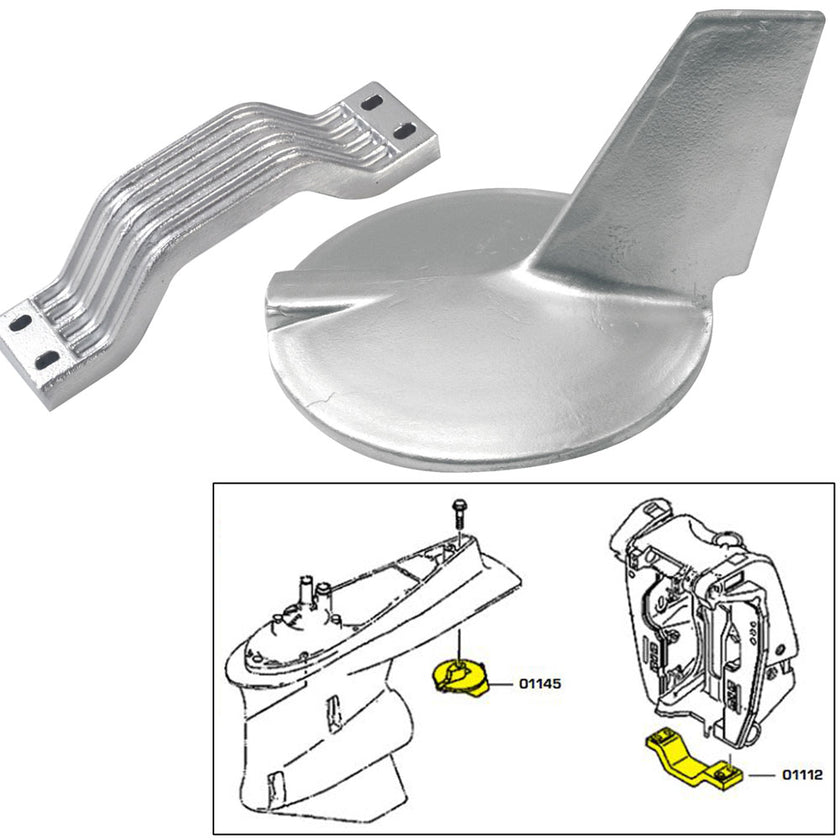 Kit de ánodo Tecnoseal con herrajes - Yamaha 200-300 HP de alto rendimiento - Zinc [21106]