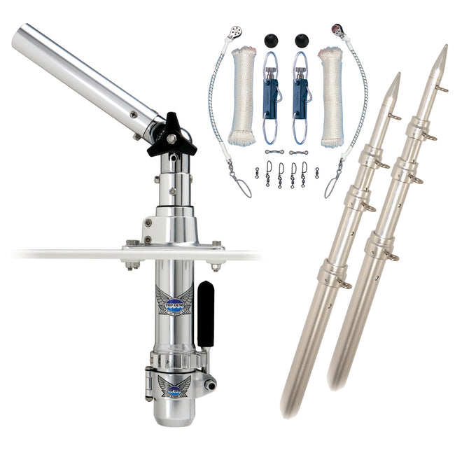 Kit de estabilizadores Rupp Classic Top Gun con postes de 4,5 m y kit completo de aparejo de línea única con clips de liberación Klickers [RAD-TPGN-15T]