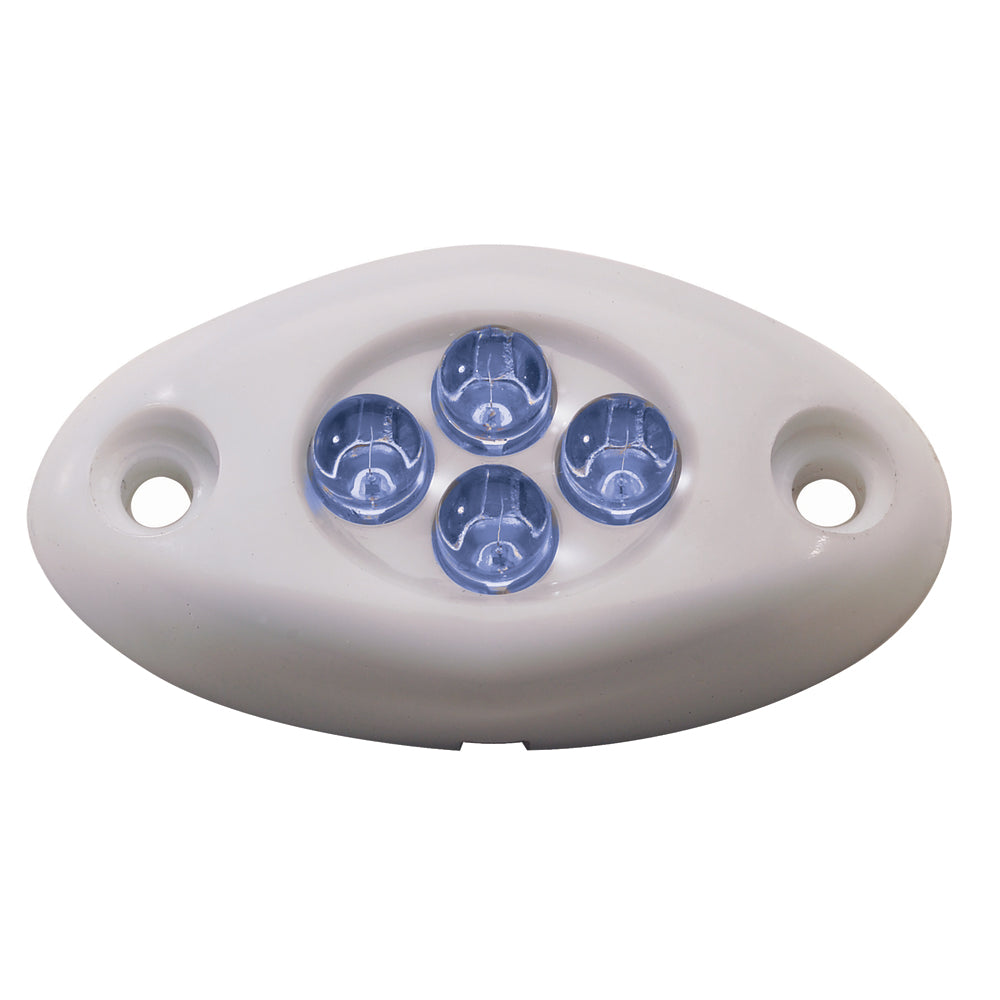 Luz de cortesía innovadora - Montaje en superficie de 4 LED - LED azul/carcasa blanca [004-2100-7]