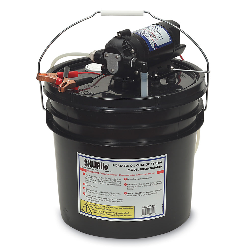 Bomba de cambio de aceite Shurflo de Pentair con cubo de 3,5 galones - 12 VCC, 1,5 GPM [8050-305-426]