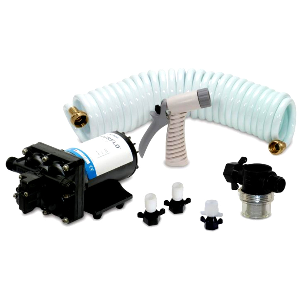 Kit de lavado Shurflo by Pentair BLASTERII - 12 V CC, 3,5 GPM con manguera de 25, boquilla y accesorios de filtro [4338-121-E07]