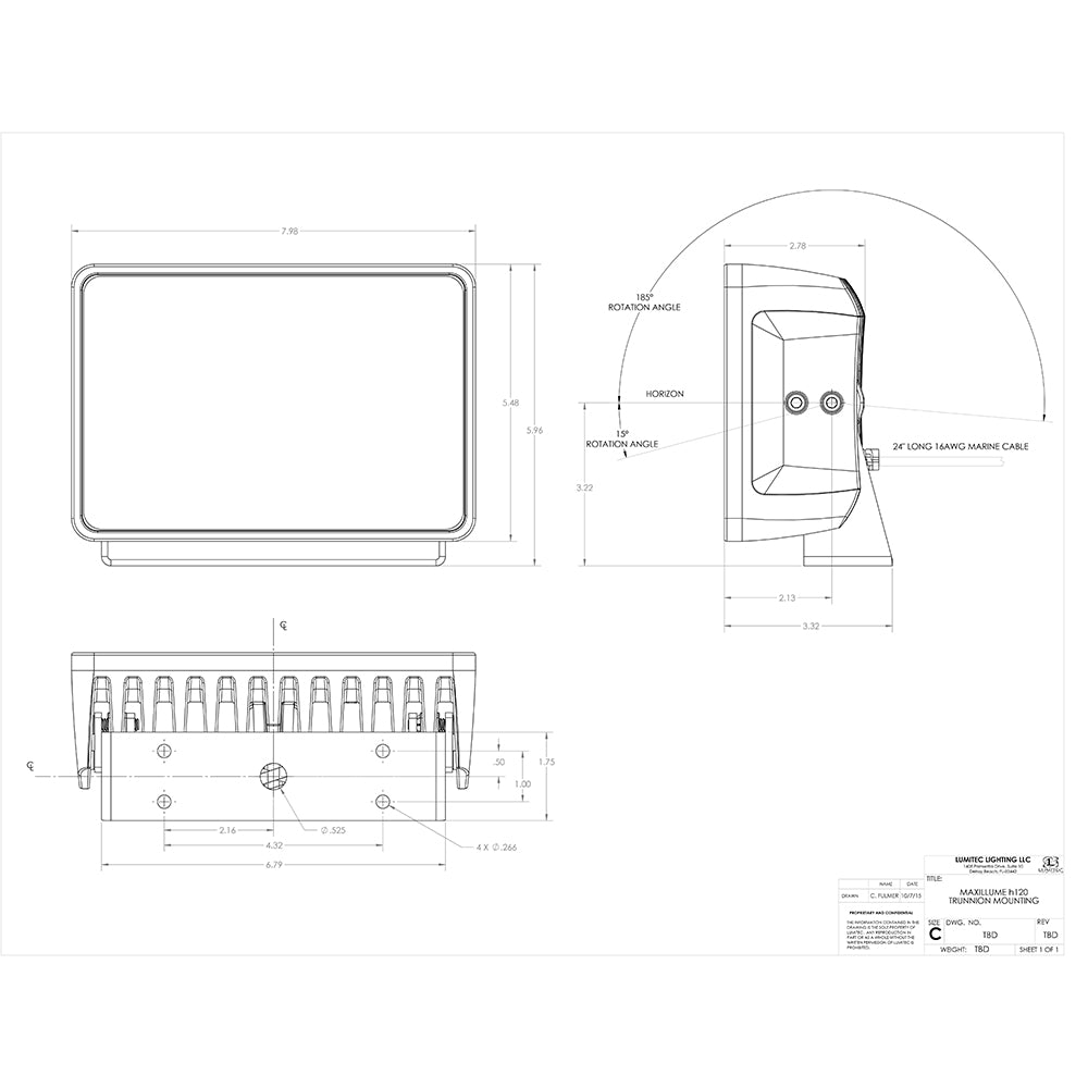 Lumitec Maxillume h120 - Proyector de montaje en muñón - Carcasa blanca - Atenuación blanca [101346]