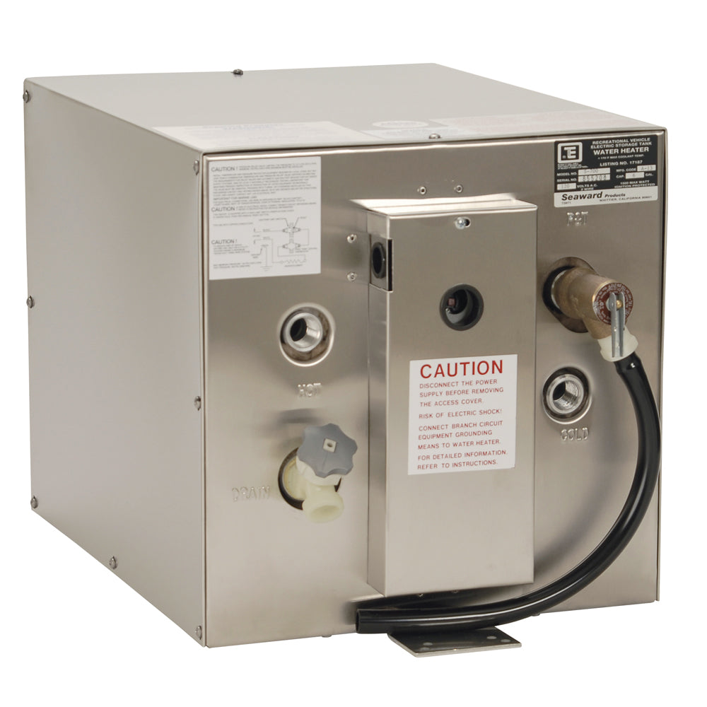 Calentador de agua Whale Seaward de 6 galones con intercambiador de calor trasero - Acero inoxidable - 120 V - 1500 W [S700]