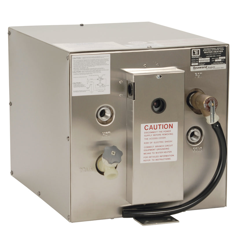 Calentador de agua Whale Seaward de 6 galones con intercambiador de calor trasero - Acero inoxidable - 120 V - 1500 W [S700]