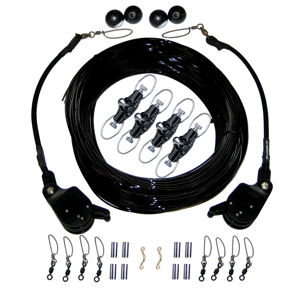 Kit de aparejo doble Rupp con soportes de anclaje y desmontaje - Monofilamento negro de 260 pies [CA-0175-MO]