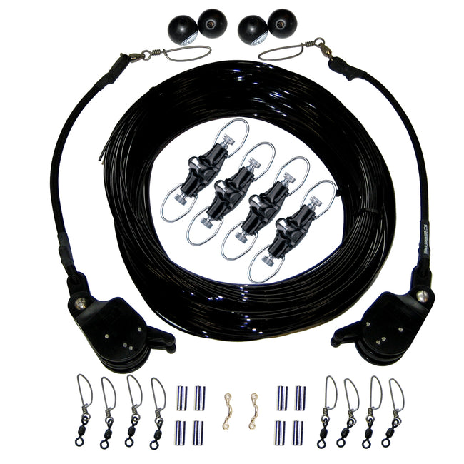 Kit de aparejo doble Rupp con soportes de anclaje y desmontaje - Monofilamento negro de 260 pies [CA-0175-MO]