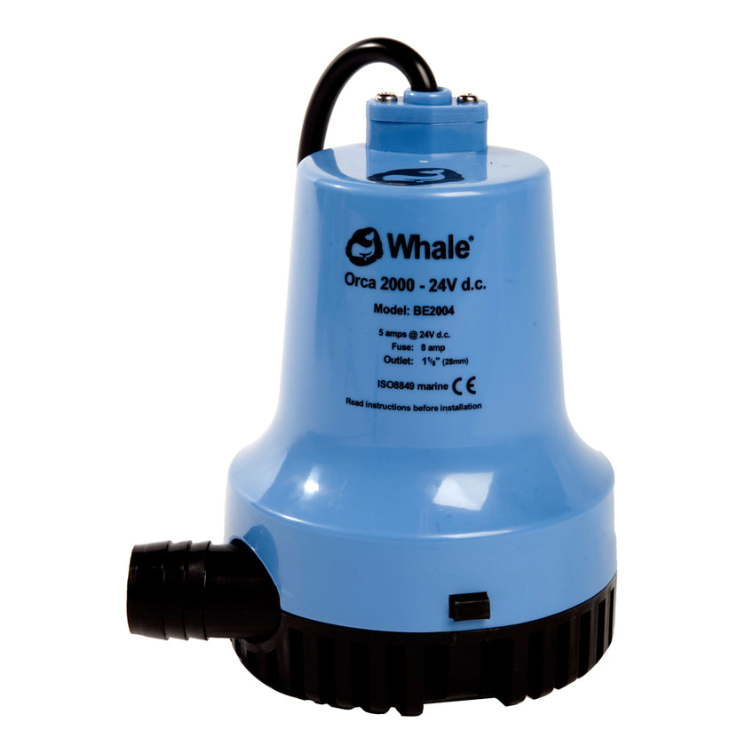 Bomba de achique sumergible Whale Orca de 2000 GPH, 12 V [BE2002]