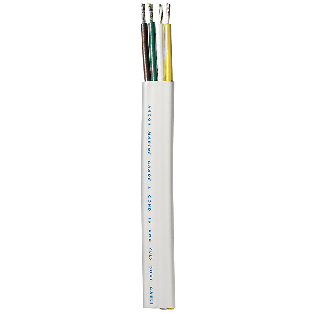 Cable de remolque Ancor - 16/4 AWG - Amarillo/Blanco/Verde/Marrón - Plano - 100' [154010]