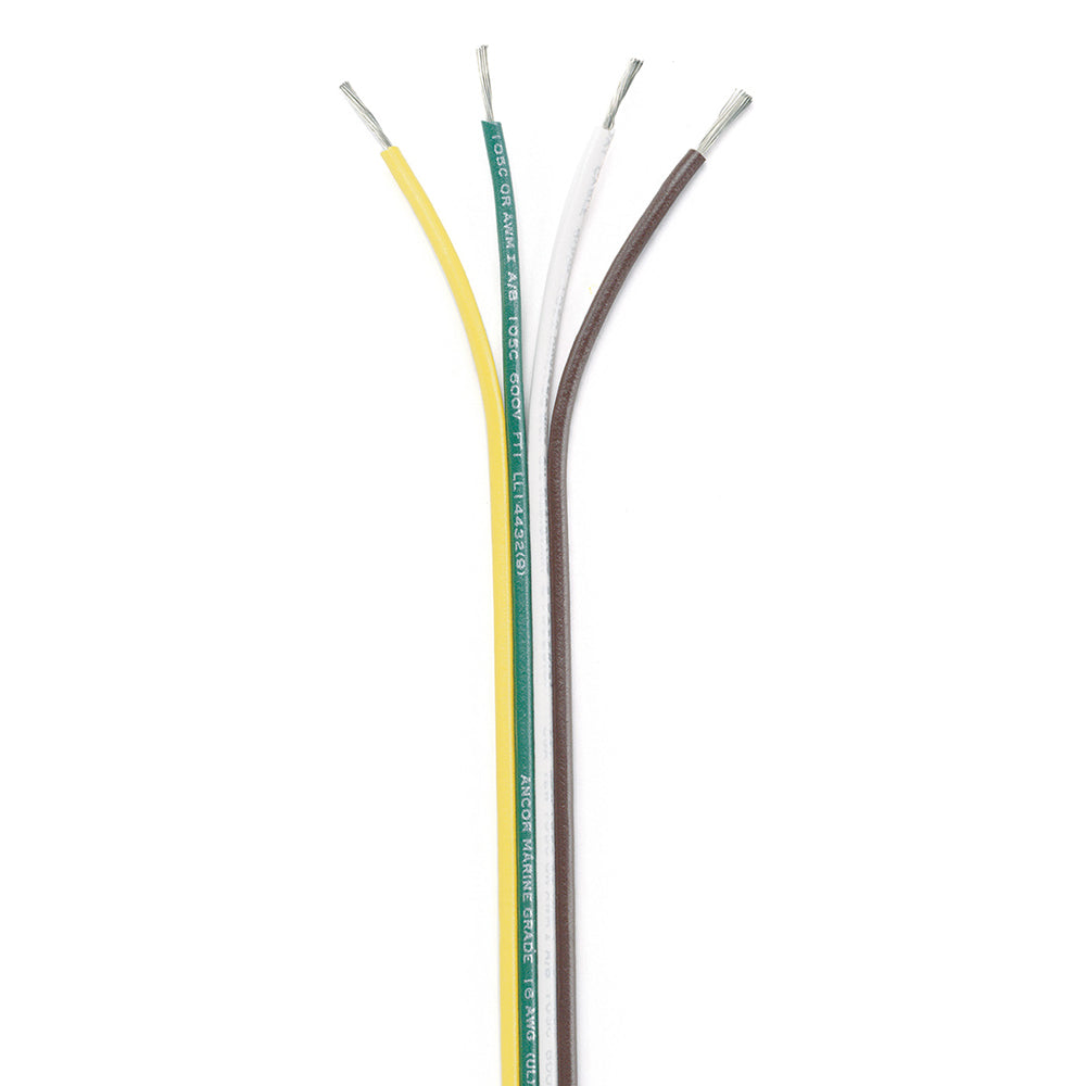 Cable plano de unión Ancor - 16/4 AWG - Marrón/Verde/Blanco/Amarillo - Plano - 30,5 m [154510]