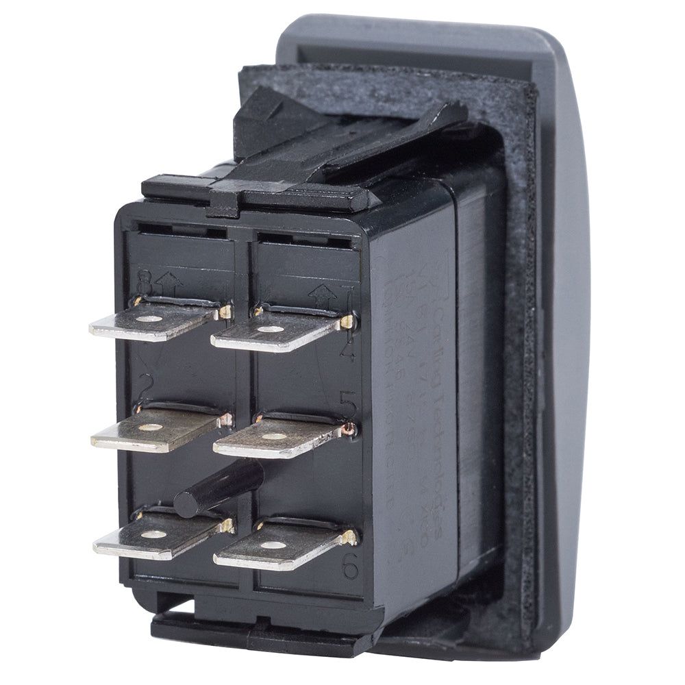 Interruptor Blue Sea 7938 Contura II DPDT Negro - (ENCENDIDO)-APAGADO-(ENCENDIDO) [7938]
