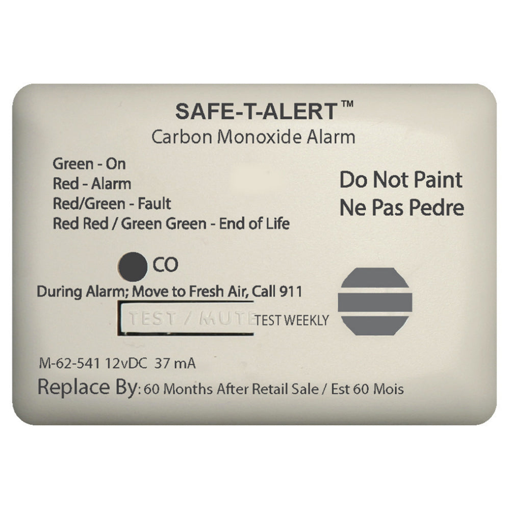Detector de monóxido de carbono Safe-T-Alert serie 62 - 12 V - 62-541-Marine - Montaje en superficie - Blanco [62-541-MARINE]