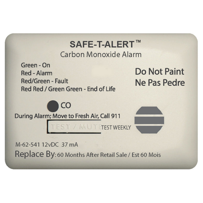 Detector de monóxido de carbono Safe-T-Alert serie 62 - 12 V - 62-541-Marine - Montaje en superficie - Blanco [62-541-MARINE]
