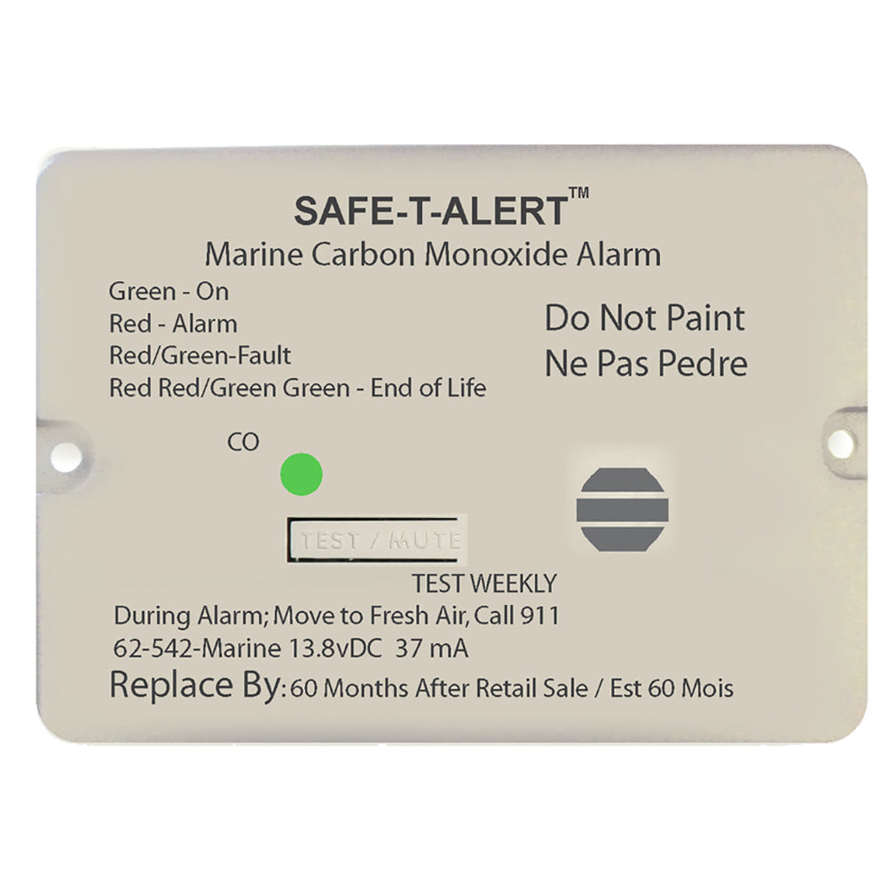 Detector de monóxido de carbono Safe-T-Alert serie 62 con relé - 12 V - 62-542-Marine-RLY-NC - Montaje empotrado - Blanco [62-542-MARINE-RLY-NC]
