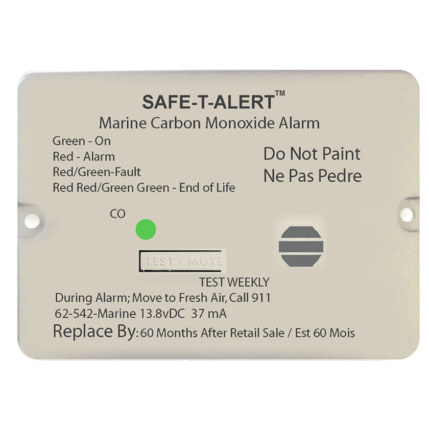 Detector de monóxido de carbono Safe-T-Alert serie 62 con relé - 12 V - 62-542-Marine-RLY-NC - Montaje empotrado - Blanco [62-542-MARINE-RLY-NC]