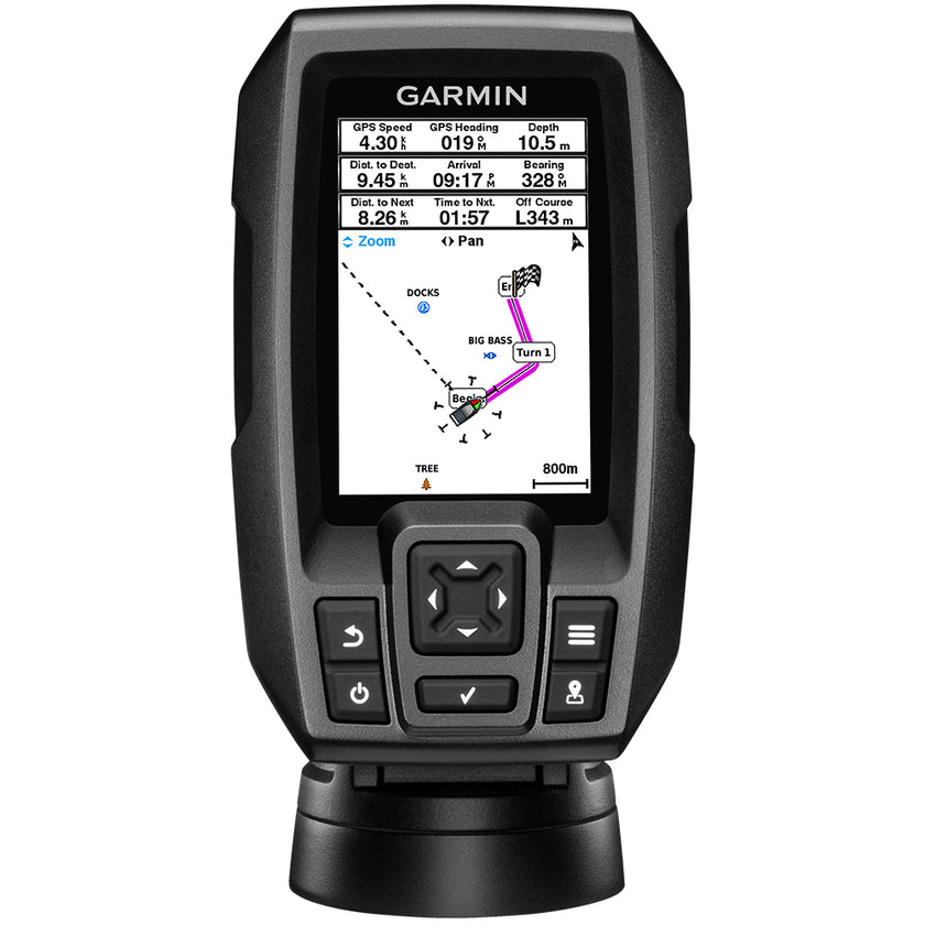 Sonda Garmin STRIKER 4, versión mundial, con transductor de 4 pines de 77/200 kHz y soportes para espejo de popa y motor de arrastre [010-01550-01]
