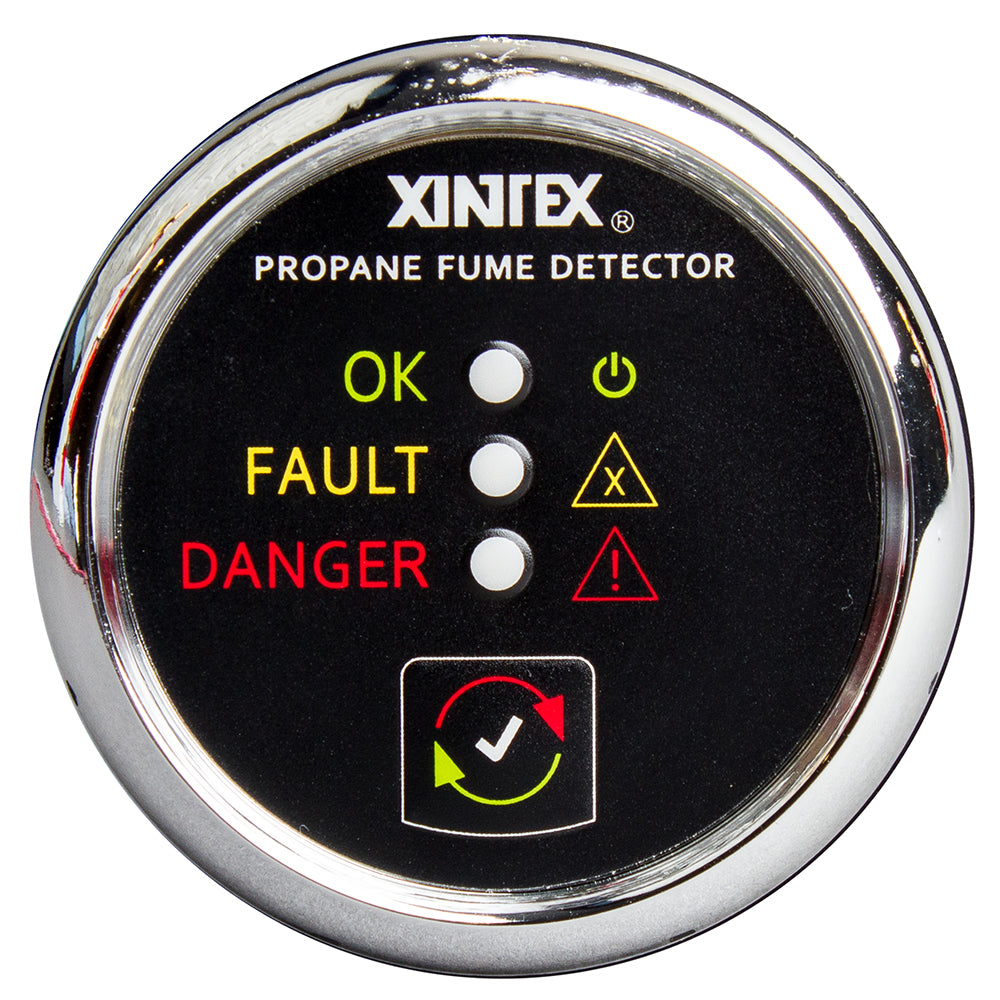 Detector de humo de propano Fireboy-Xintex con sensor de plástico - Sin válvula solenoide - Pantalla con bisel cromado [P-1C-R]