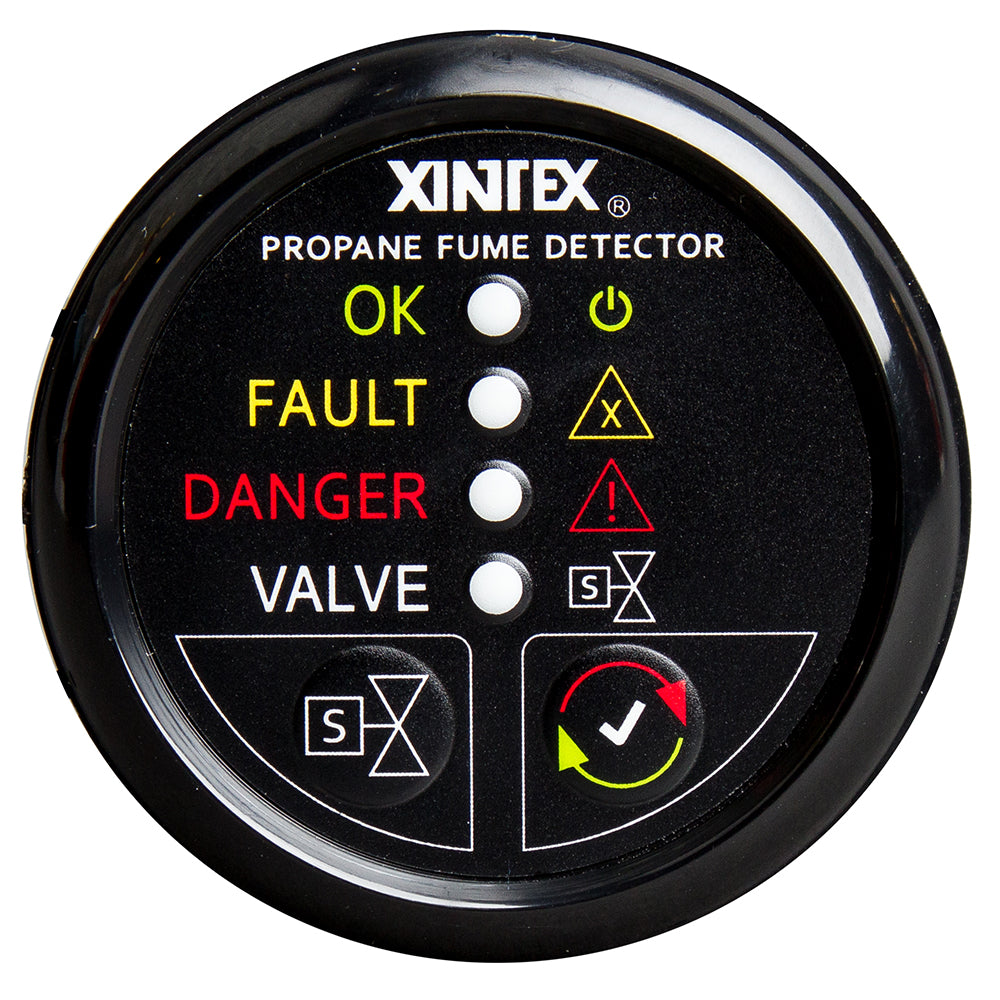 Detector de humos de propano Fireboy-Xintex con sensor de plástico de apagado automático - Sin válvula solenoide - Pantalla con bisel negro [P-1BNV-R]