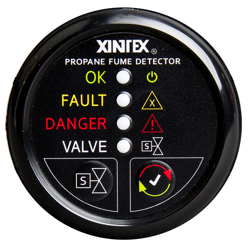 Detector de humos de propano Fireboy-Xintex con sensor de plástico de apagado automático - Sin válvula solenoide - Pantalla con bisel negro [P-1BNV-R]