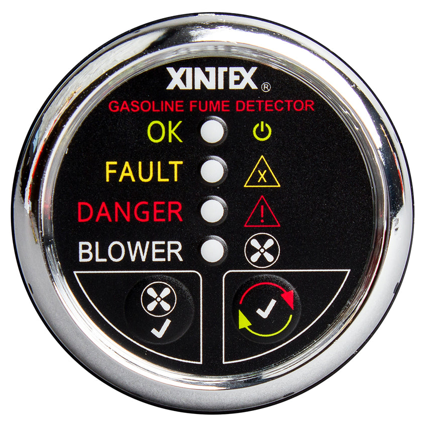 Detector de humos de gasolina Fireboy-Xintex con control de soplador - Bisel cromado - 12 V [G-1CB-R]