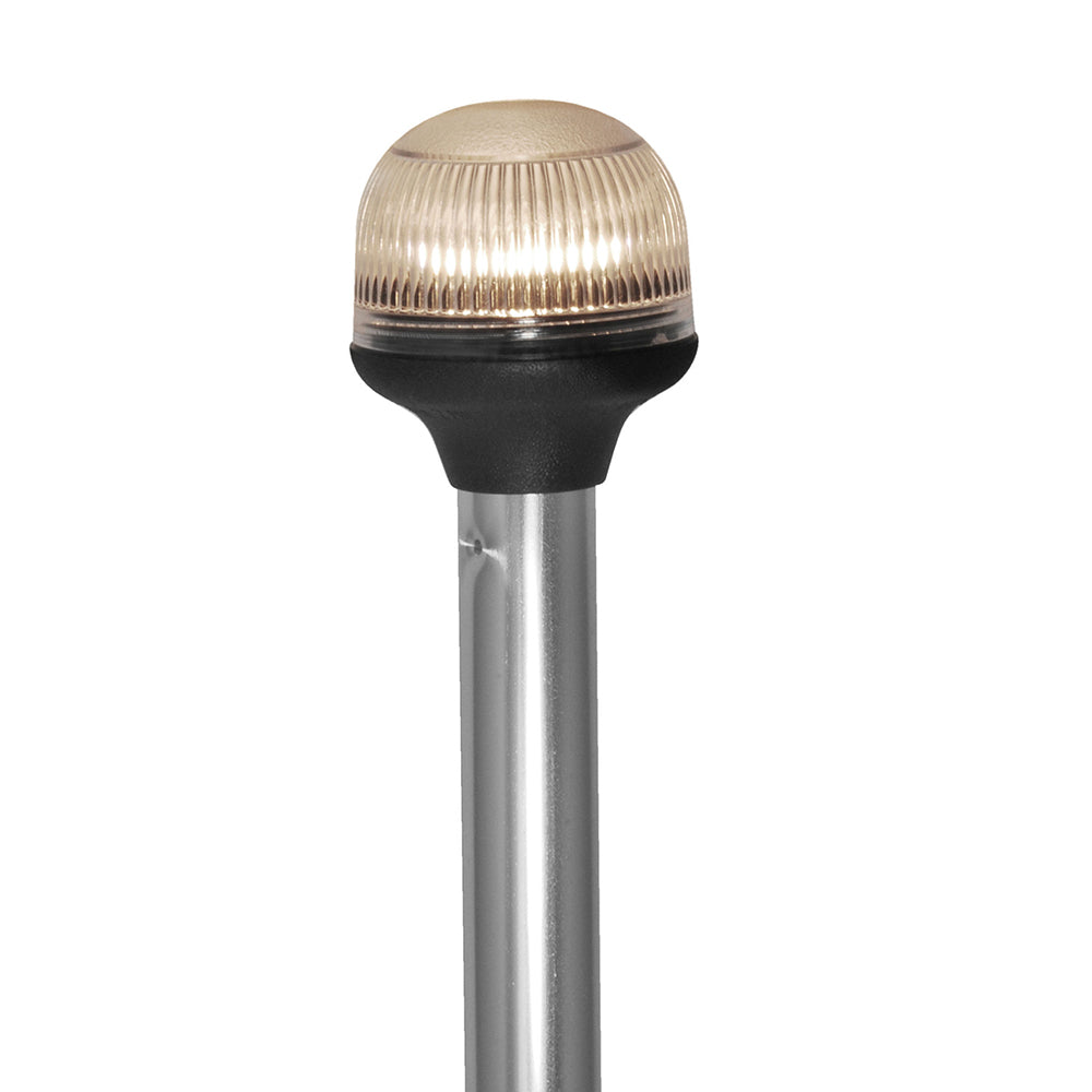 Lámpara incandescente plegable Attwood con lente antirreflejo - Poste de aluminio de 50,8 cm - 12 V - Base horizontal compuesta [5350-PA20-7]
