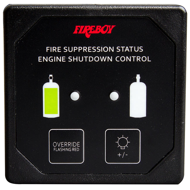 Pantalla de timón Fireboy-Xintex Deluxe con interruptor de membrana y bocina LED remota para sistema de apagado del motor - Pantalla con bisel negro [DU-SBH-20-R]