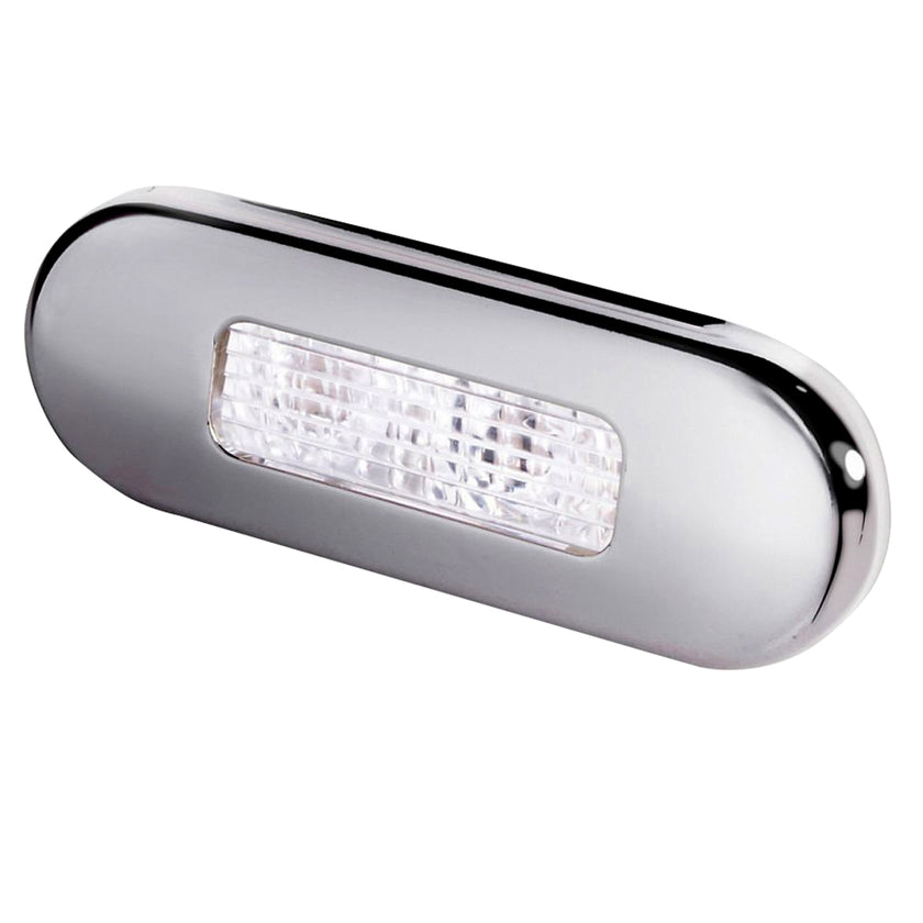 Lámpara de cortesía LED rectangular de montaje en superficie Hella Marine - LED blanco - Bisel de acero inoxidable [980869301]