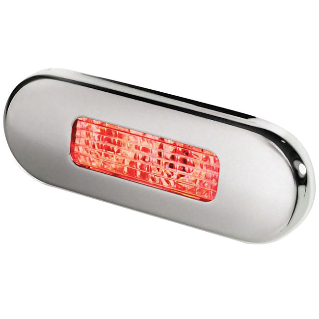Lámpara de cortesía LED rectangular de montaje en superficie Hella Marine - LED rojo - Bisel de acero inoxidable [980869501]