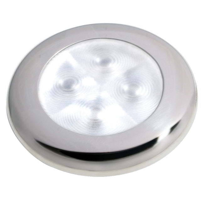Lámpara de cortesía redonda LED Hella Marine Slim Line de brillo mejorado - LED blanco - Bisel de acero inoxidable - 12 V [980500521]