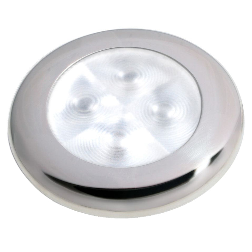 Lámpara de cortesía redonda LED Hella Marine Slim Line de brillo mejorado - LED blanco - Bisel de acero inoxidable - 12 V [980500521]