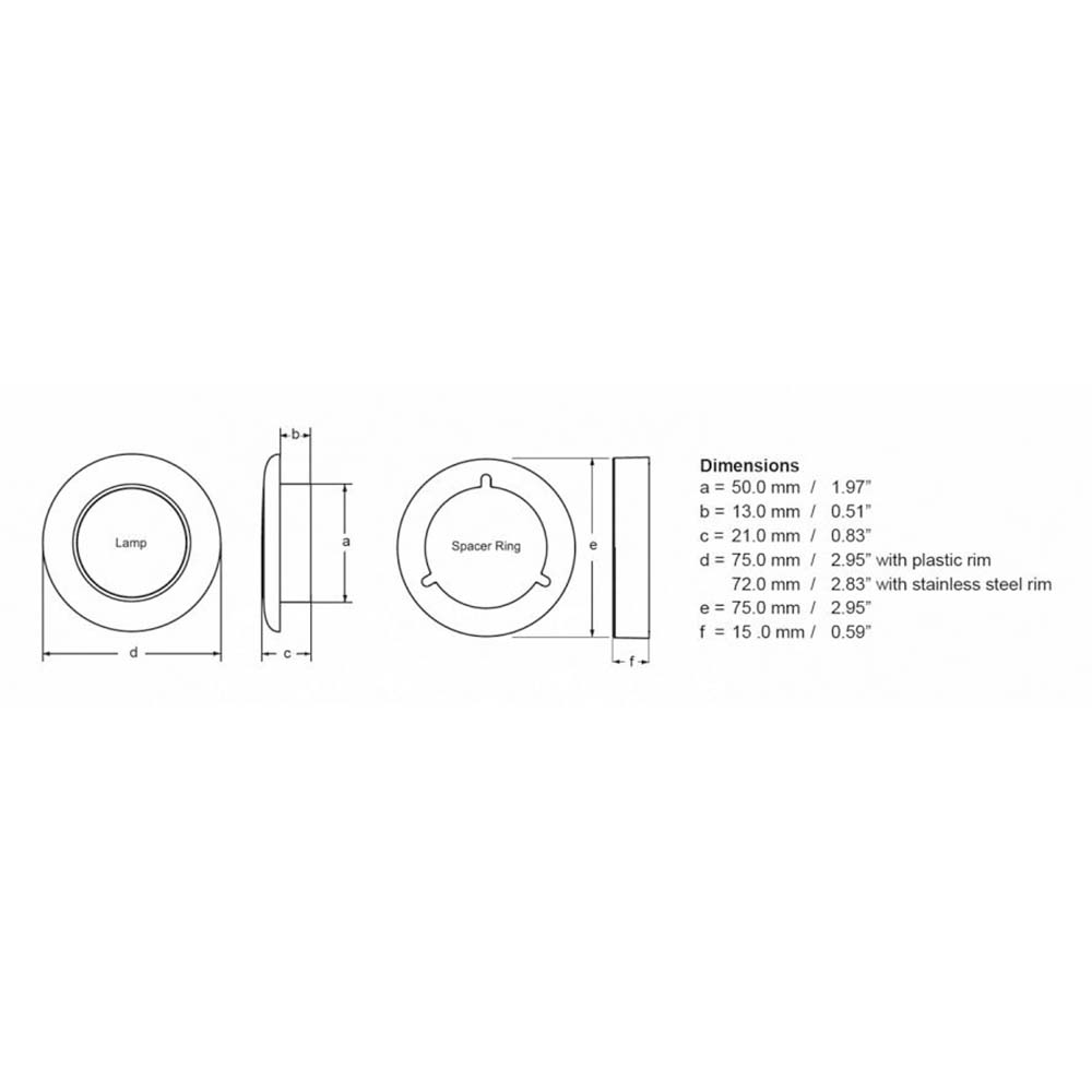 Lámpara de cortesía redonda LED Hella Marine Slim Line de brillo mejorado - LED blanco cálido - Bisel de acero inoxidable - 12 V [980500721]
