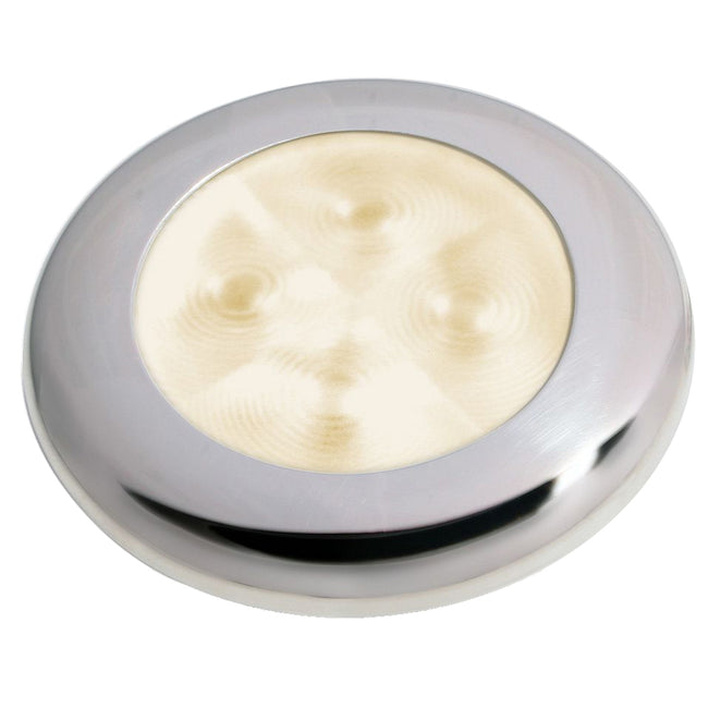 Lámpara de cortesía redonda LED Hella Marine Slim Line de brillo mejorado - LED blanco cálido - Bisel de acero inoxidable - 12 V [980500721]
