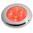 Lámpara de cortesía redonda LED Hella Marine Slim Line de brillo mejorado - LED rojo - Bisel de acero inoxidable - 12 V [980507221]