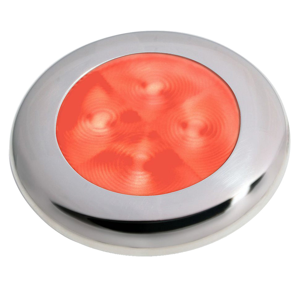 Lámpara de cortesía redonda LED Hella Marine Slim Line de brillo mejorado - LED rojo - Bisel de acero inoxidable - 12 V [980507221]