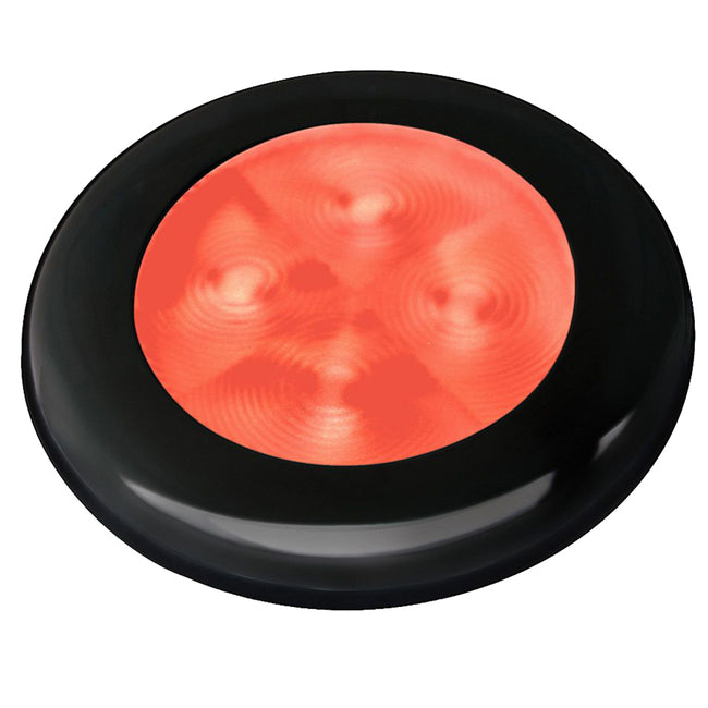 Lámpara de cortesía redonda LED Hella Marine Slim Line de brillo mejorado - LED rojo - Marco de plástico negro - 12 V [980507251]