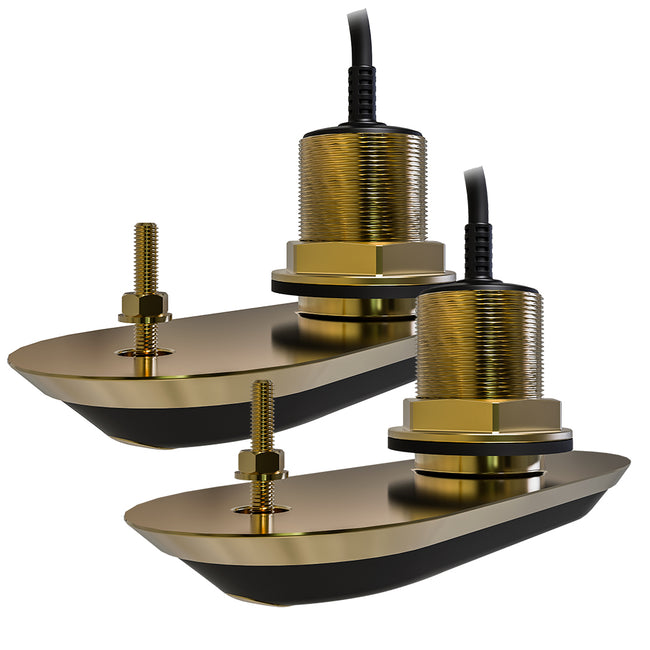 Paquete de 2 transductores pasacascos Raymarine RV-220 RealVision 3D de bronce - 20 - Cable en Y de 8 m [T70319]