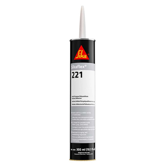 Sellador/Adhesivo de Poliuretano Multiusos Sikaflex 221 - Cartucho de 300 ml (10,3 oz) - Gris Aluminio [90892]