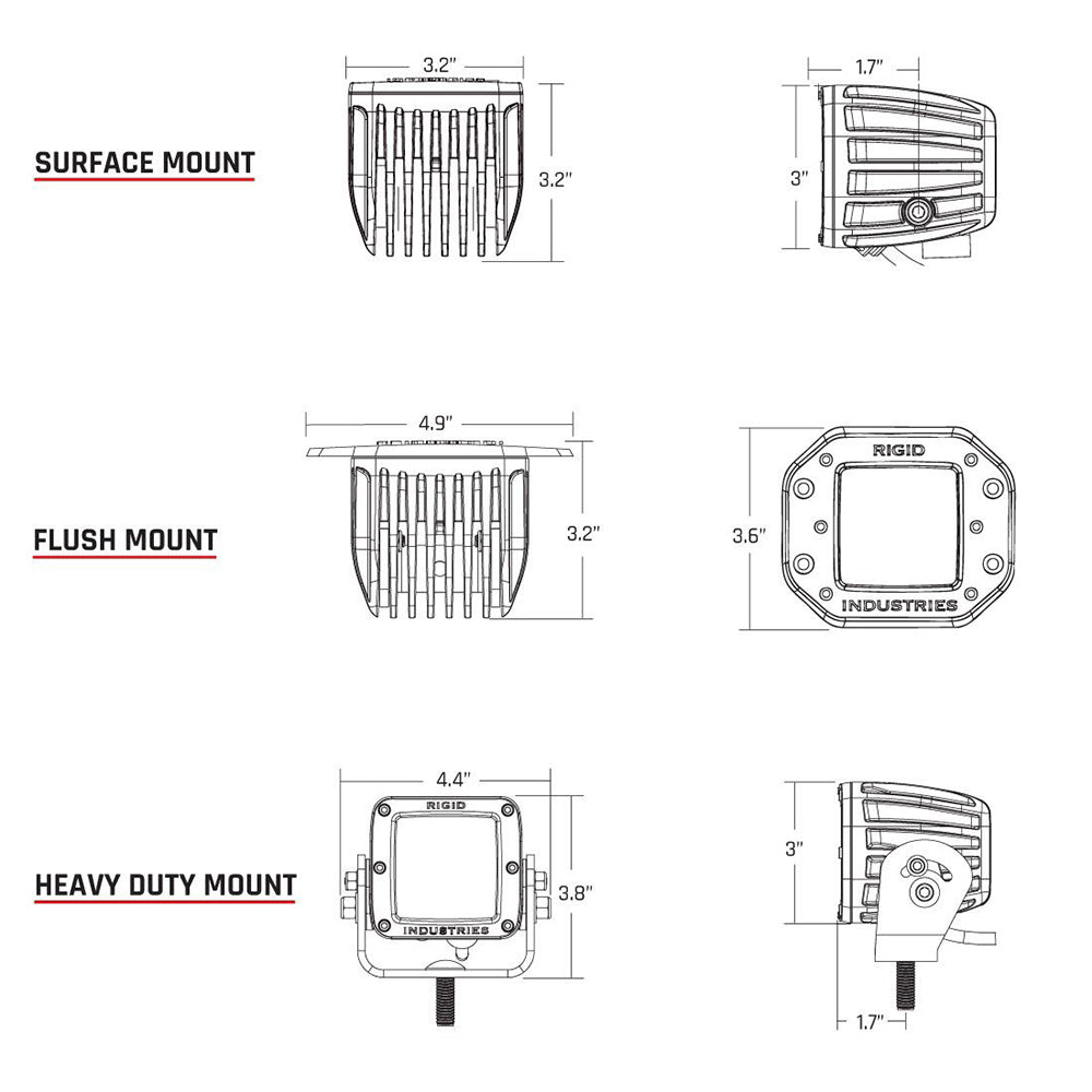 RIGID Industries D-Series PRO - Par de LED híbridos de inundación - Blanco [602113]
