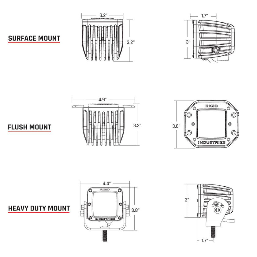 RIGID Industries D-Series PRO - Par de LED híbridos de inundación - Blanco [602113]