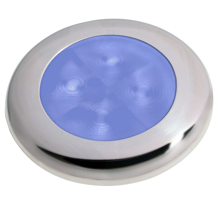 Lámpara de cortesía LED Hella Marine con borde de acero inoxidable pulido - Azul [980503221]