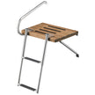 Plataforma de baño de teca Whitecap con escalera telescópica de dos escalones para embarcaciones con motores fuera de borda [68900]