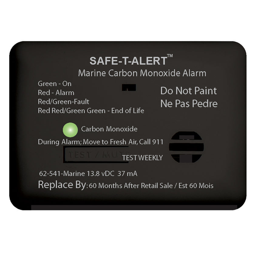 Detector de monóxido de carbono Safe-T-Alert serie 62 - 12 V - 62-541-Marine - Montaje en superficie - Negro [62-541-MARINE-BL]