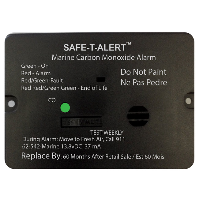 Detector de monóxido de carbono Safe-T-Alert serie 62 con relé - 12 V - 62-542-R-Marine - Montaje empotrado - Negro [62-542-R-MARINE-BL]