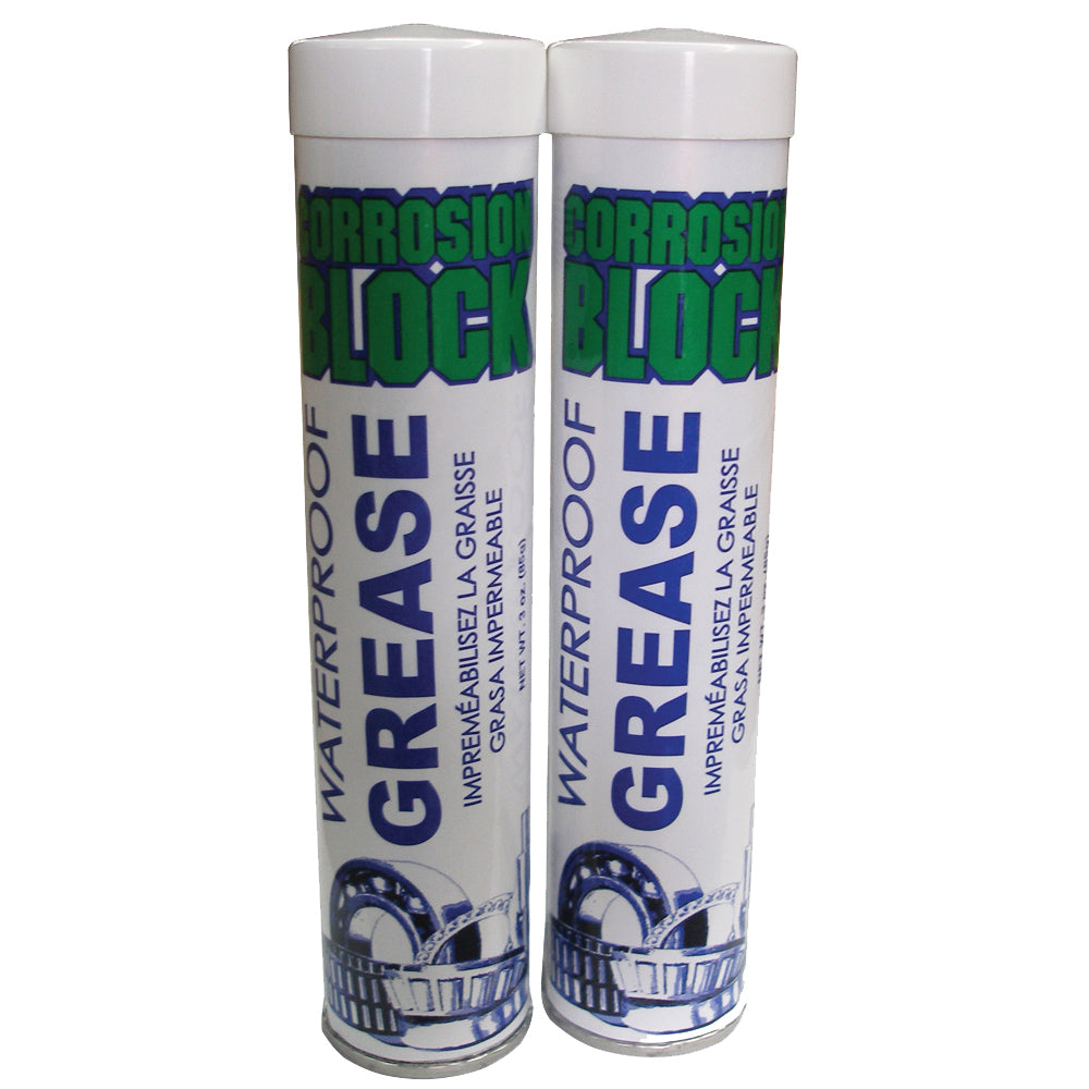 Grasa impermeable de alto rendimiento Corrosion Block - (2) cartuchos de 85 g - No es peligrosa, no es inflamable y no es tóxica [25003]